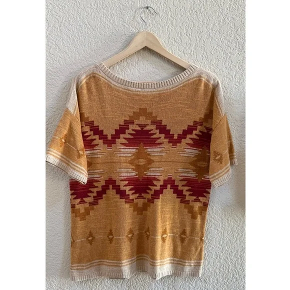 Pendleton Southwestern Top Pullover Cotton Knit Aztec Boho Relaxed Medium - Picture 3 of 9